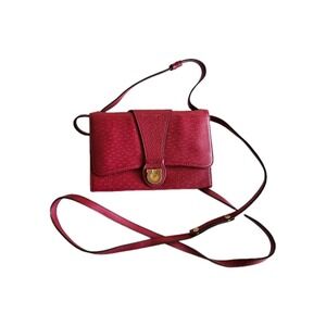 Salvatore Ferragamo Burgundy Leather Front Flap Crossbody Small Handbag Purse